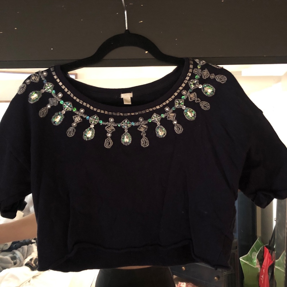 Cropped jeweled sweater